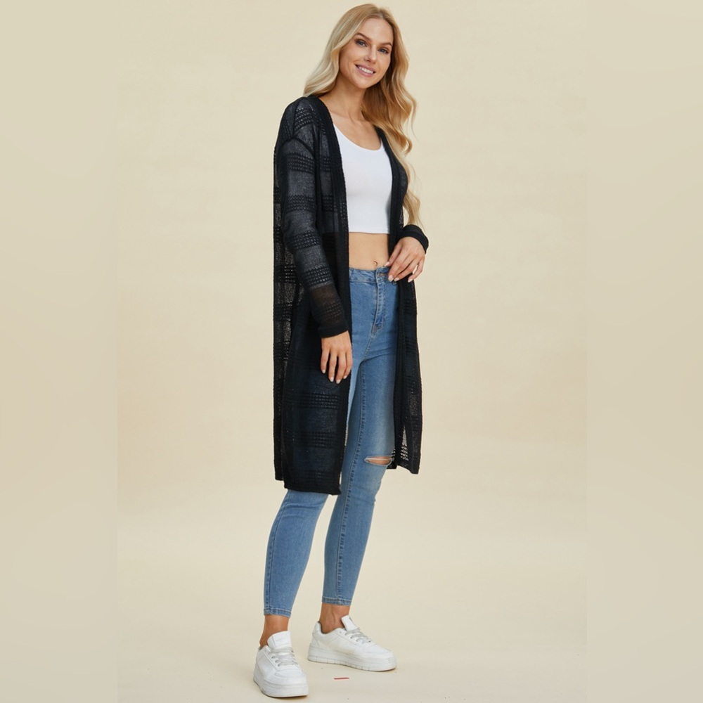 Double Take Full Size Open Front Longline Cardigan - image 3